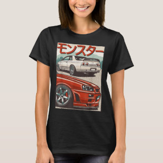 JDM Skyline R32 Car Tuning Japan Rising Sun Drift  T-Shirt