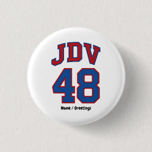 JDV 48 Retro Varsity Style Vintage Sports Monogram 3 Cm Round Badge