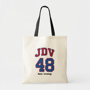JDV 48 Retro Varsity Style Vintage Sports Monogram Tote Bag