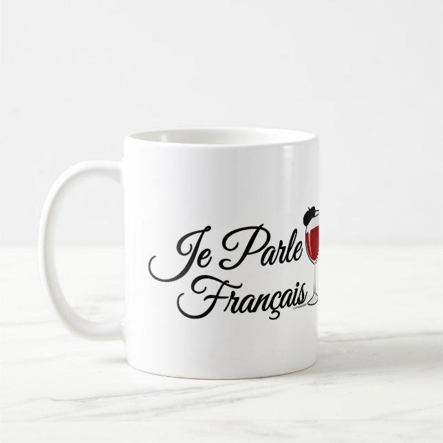 Je Parle Francais I speak French wine glass beret Coffee Mug (Left)