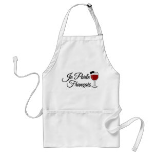 Je Parle Francais I speak French wine glass beret Standard Apron