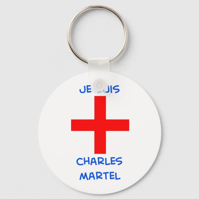 je suis charles martel crusader cross key ring (Front)