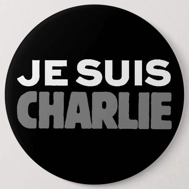 Je Suis Charlie - I am Charlie Black 6 Cm Round Badge (Front)