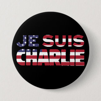 Je Suis Charlie -I am Charlie-Stars and Stripes US 7.5 Cm Round Badge