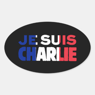 Je Suis Charlie -I am Charlie Tri-Colour of France Oval Sticker
