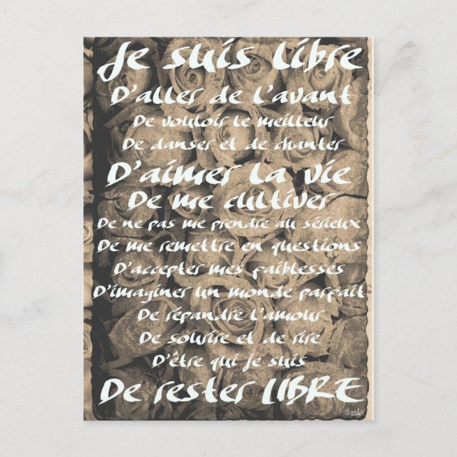 "Je suis Libre..." Postcard (Front)