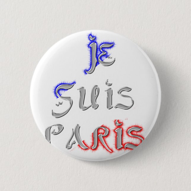 Je Suis Paris I Love Paris Text Art Print 6 Cm Round Badge (Front)