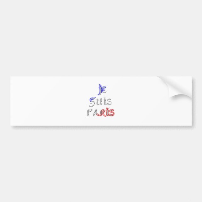 Je Suis Paris I Love Paris Text Art Print Bumper Sticker (Front)