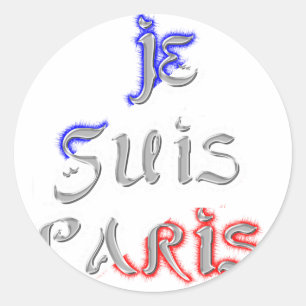 Je Suis Paris I Love Paris Text Art Print Classic Round Sticker
