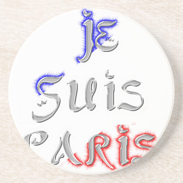 Je Suis Paris I Love Paris Text Art Print Coaster (Front)