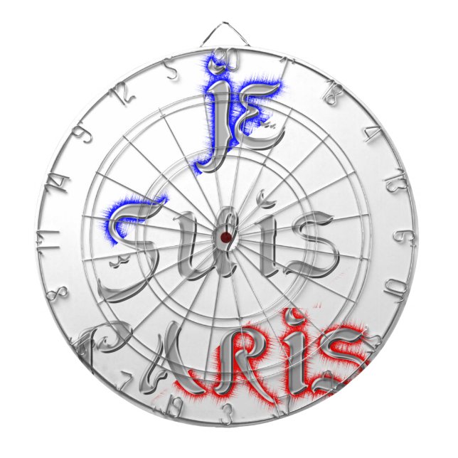 Je Suis Paris I Love Paris Text Art Print Dartboard (Front)
