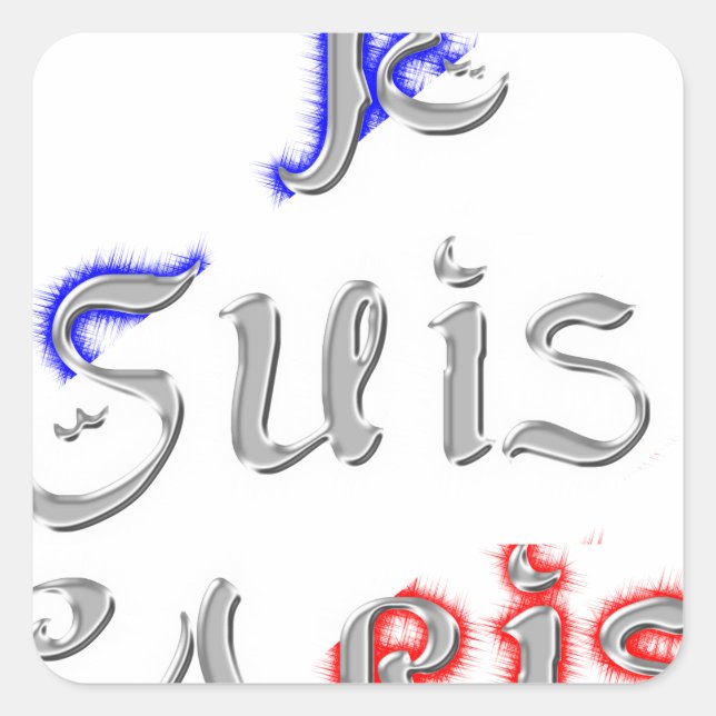 Je Suis Paris I Love Paris Text Art Print Square Sticker (Front)