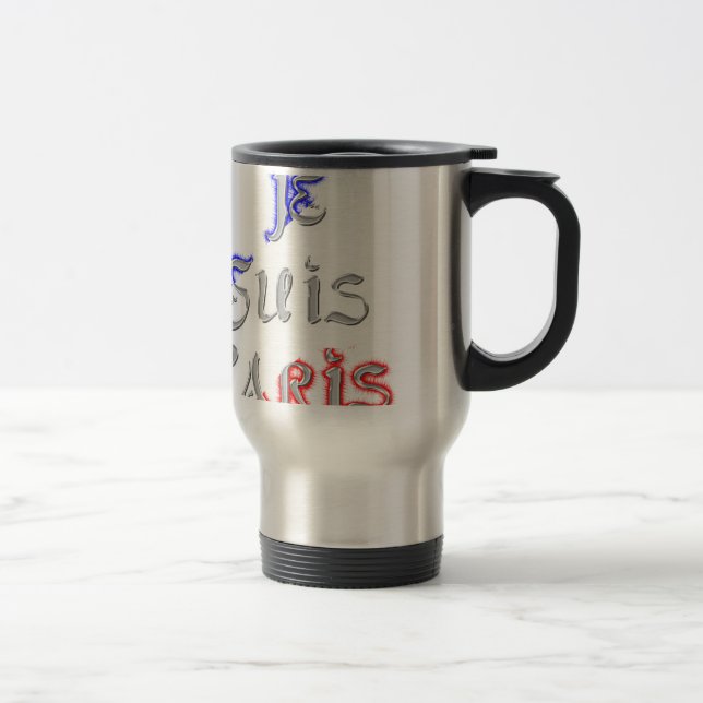 Je Suis Paris I Love Paris Text Art Print Travel Mug (Right)