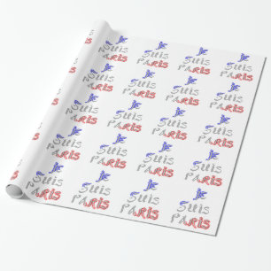 Je Suis Paris I Love Paris Text Art Print Wrapping Paper