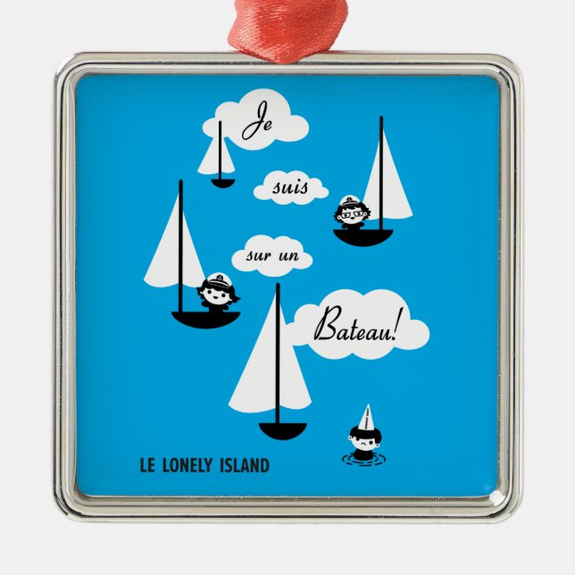 Je suis sur un Bateau! Metal Tree Decoration (Front)
