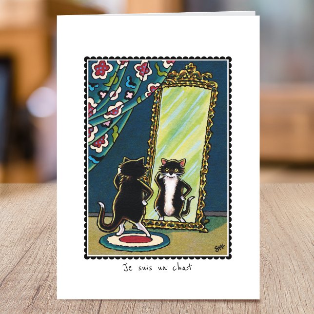 "Je suis un chat" Cat Folded Greeting Card (Creator Uploaded)