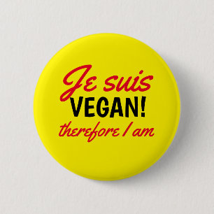 Je Suis Vegan Text Yellow 6 Cm Round Badge