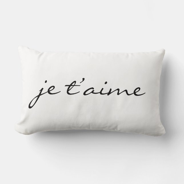 Je t’aime Chic Black & White Lumbar Throw Lumbar Cushion (Front)