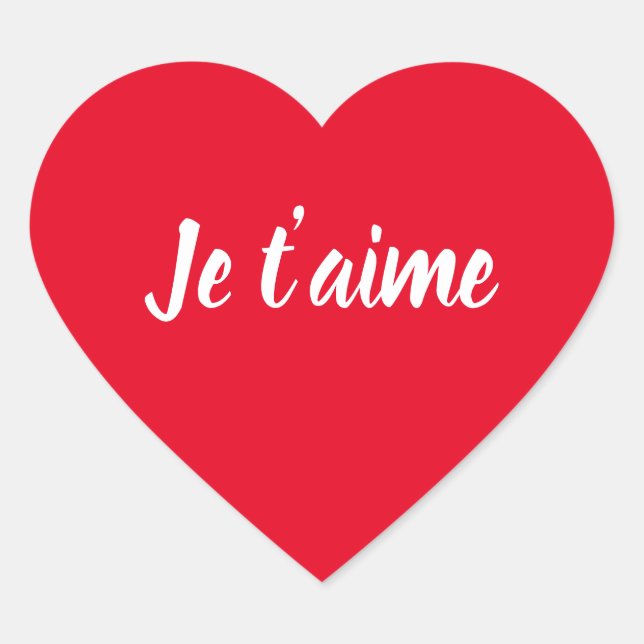 Je t’aime I Love You Cute French Heart Sticker (Front)