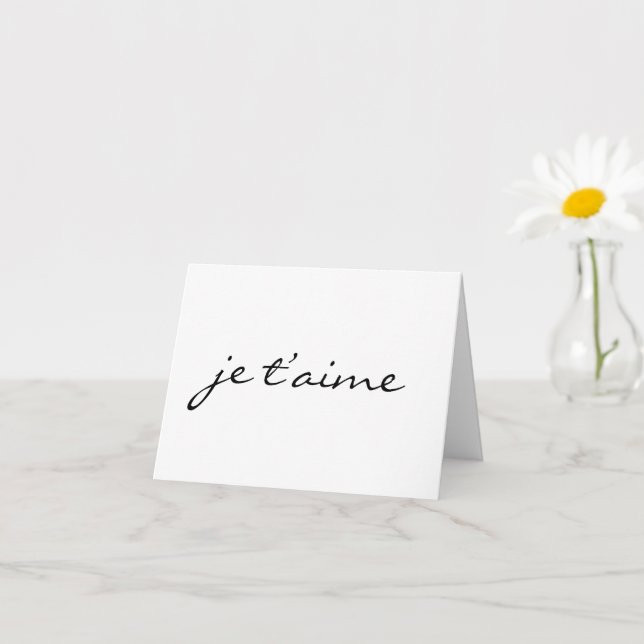 Je t’aime I love you in French Chic Black & White Card (Small Plant)