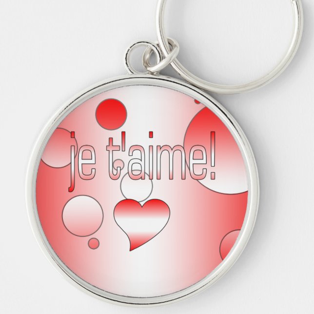 Je t'aime! Canada Flag Colours Pop Art Key Ring (Front)