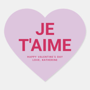 Je t'aime cute Valentine's Day custom conversation Heart Sticker