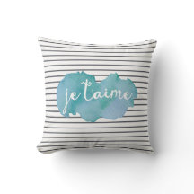 Je T'aime graphic watercolor pillow