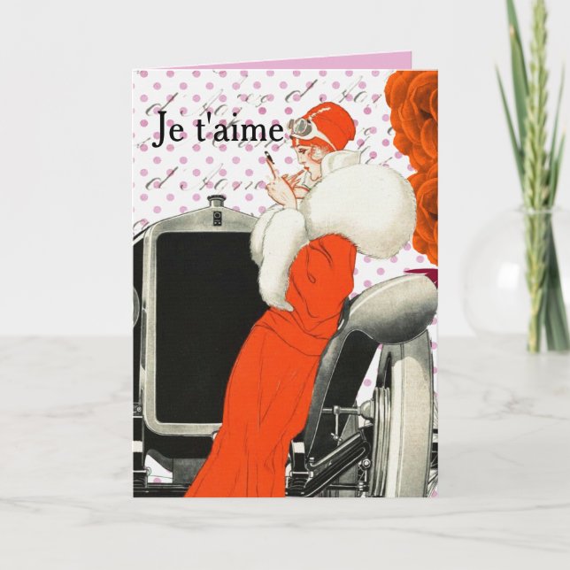 "Je t'aime" I Love You Fashion Image Note Card (Front)