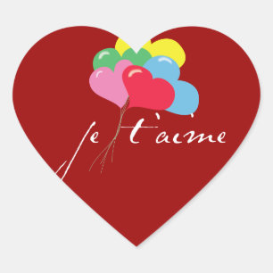 Je' taime (I love you) Heart Sticker