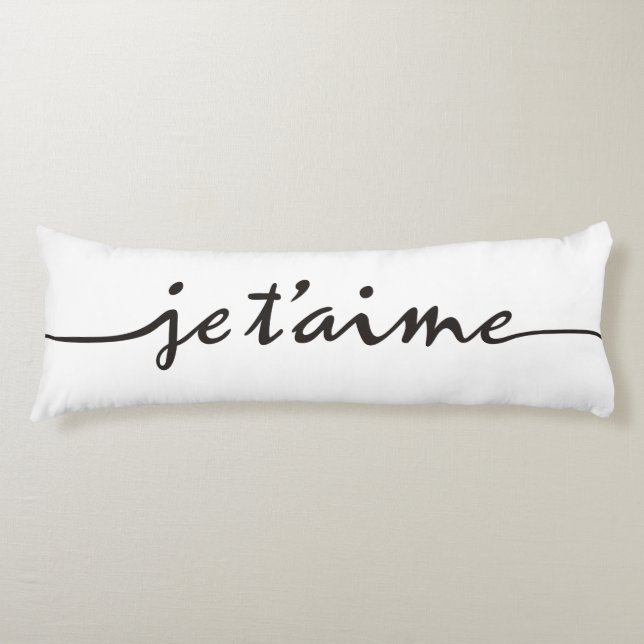 je t'aime - I love you in French - black Body Cushion (Front)