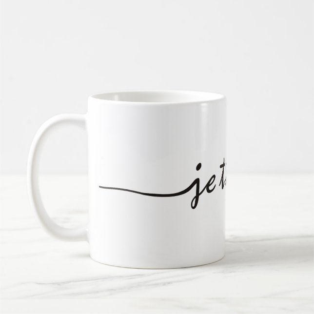 je t'aime - I love you in French - black Coffee Mug (Left)