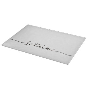 je t'aime - I love you in French - black Cutting Board