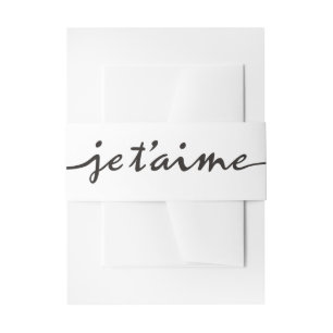 je t'aime - I love you in French - black Invitation Belly Band