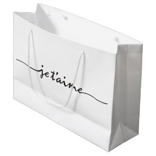 je t'aime - I love you in French - black Large Gift Bag