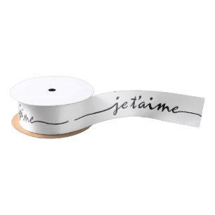 je t'aime - I love you in French - black Satin Ribbon
