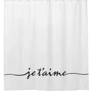 je t'aime - I love you in French - black Shower Curtain