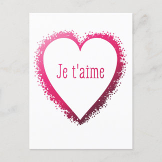 Je t'aime, I love you in French in pink Postcard