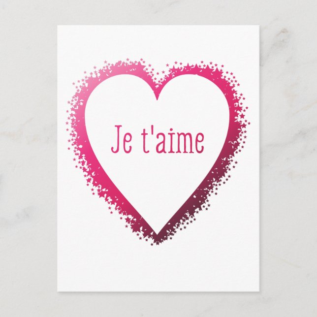Je t'aime, I love you in French in pink Postcard (Front)