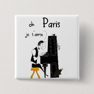 je t'aime Paris 15 Cm Square Badge