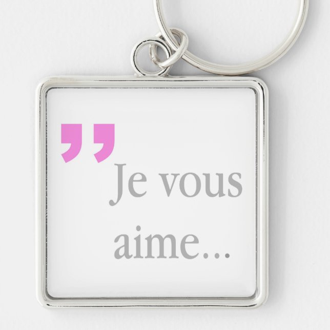 JE VOUS AIME French White Keychain (Front)