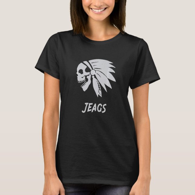 Jeags Native American Indian Born Freedom Evil Sku T-Shirt (Front)