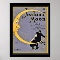 "Jealous Moon" Art Deco Sheet Music Cover 12 x 16