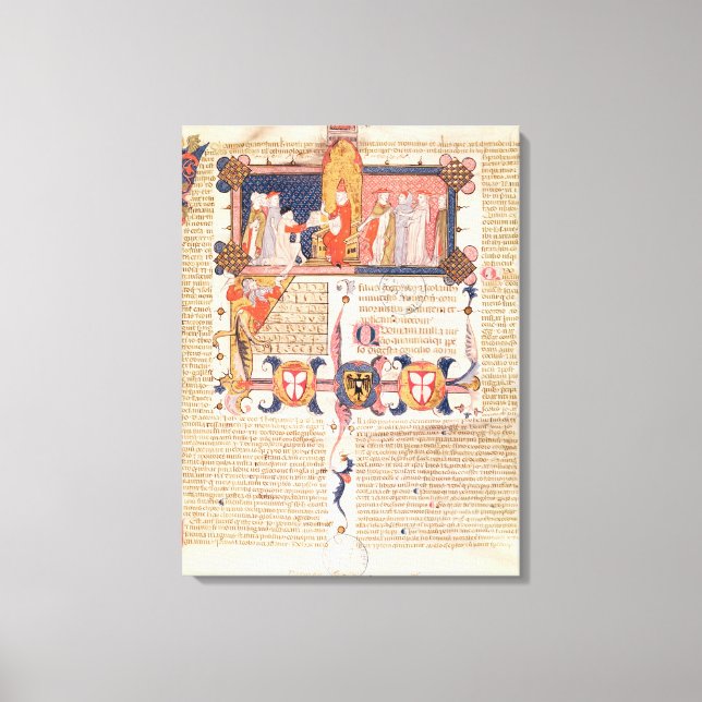 Jean Andre presenting his work to Pope Clement V Canvas Print (Front)