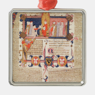 Jean Andre presenting his work to Pope Clement V Metal Tree Decoration