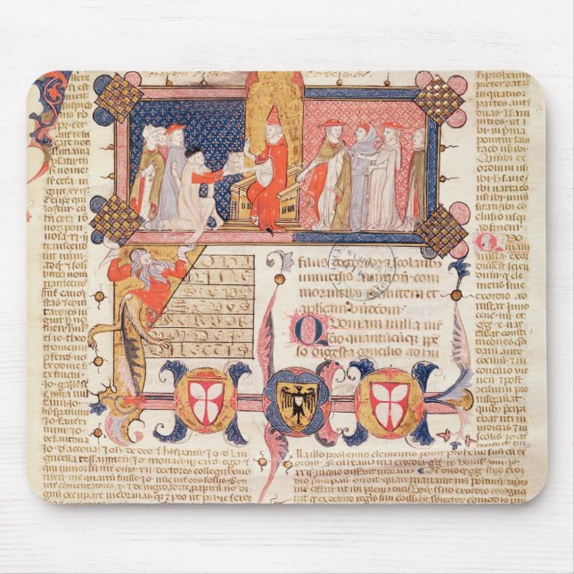 Jean Andre presenting his work to Pope Clement V Mouse Mat (Front)