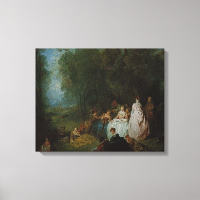 Jean-Antoine Watteau - Pastoral Gathering Canvas Print (Front)