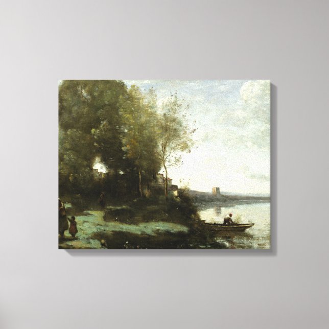 Jean-Baptiste-Camille Corot - River with a Distant Canvas Print (Front)
