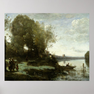 Jean-Baptiste-Camille Corot - River with a Distant Poster