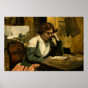 Jean-Baptiste-Camille Corot - Young Girl Reading Poster