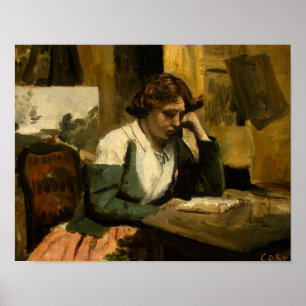 Jean-Baptiste-Camille Corot - Young Girl Reading Poster